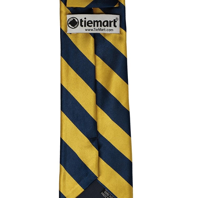 tiemart Extra Long Striped Tie (Navy Blue and Gold)