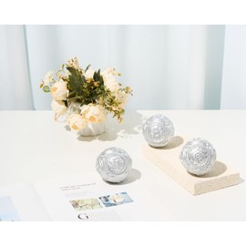 Artconal Decorative Feng Shui Orbs Ball for Bowls (Set of 3) Slver Accent Resin 3 inch Sphere Balls for Bowl Fillers Home Living Room Decoration