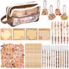 Capybara Stationery Set, Large Capacity Pencil Case with Keychains, Stickers,