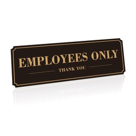 Sigicanage Employees Only Sign for Door, (2 Pack) Self-Adhesive Staff Only for Business Door and Wall 9 x 3 Inches black/god
