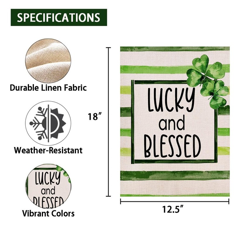 Lucky and Blessed St Patricks Day Garden Flag 12.5x18 Inch