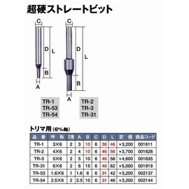 Super TR-1 Carbide Straight Bit 3x6