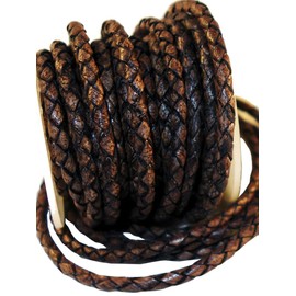 Cords Craft, cordón de piel trenzado de 3 mm para hacer joyas, cordón redondo de piel trenzado Bolo, pulseras envolventes, collares, manualidades, proyectos de pasatiempos, clásico café oscuro, rollo