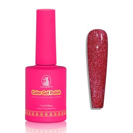 CHILLICATTY Diamond Glitter Gel Nail Polish 1 Pcs 15ml (0.51 fl oz), HEMA HPMA & TPO-Free, Pro Formula Hot Pink gel polish Soak Off UV Nail lamp Salon-Quality Wear Ideal for DIY at home & Nail Salon