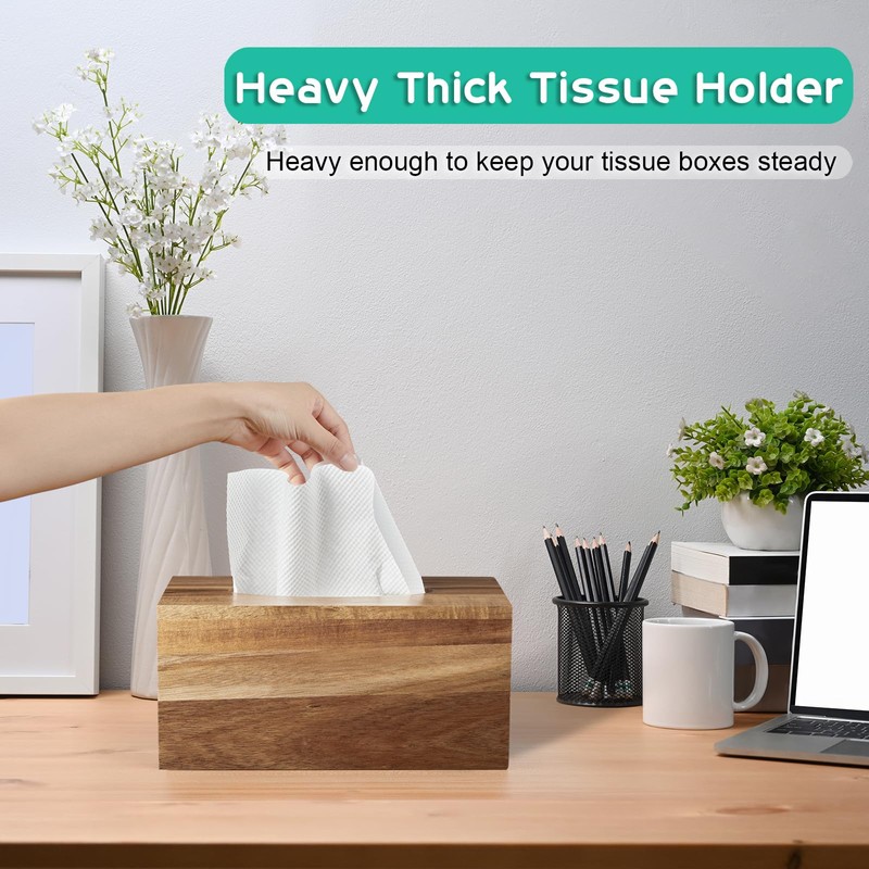 ALELION Rectangular Tissue Box Cover - Acacia Wood Rectangle Tissue