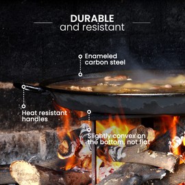 Machika Enameled Steel Skillet, Non Stick Paella Pan, Perfect for Camping and Outdoor Cooking, Rust Proof Coating 2 servings|10 inches