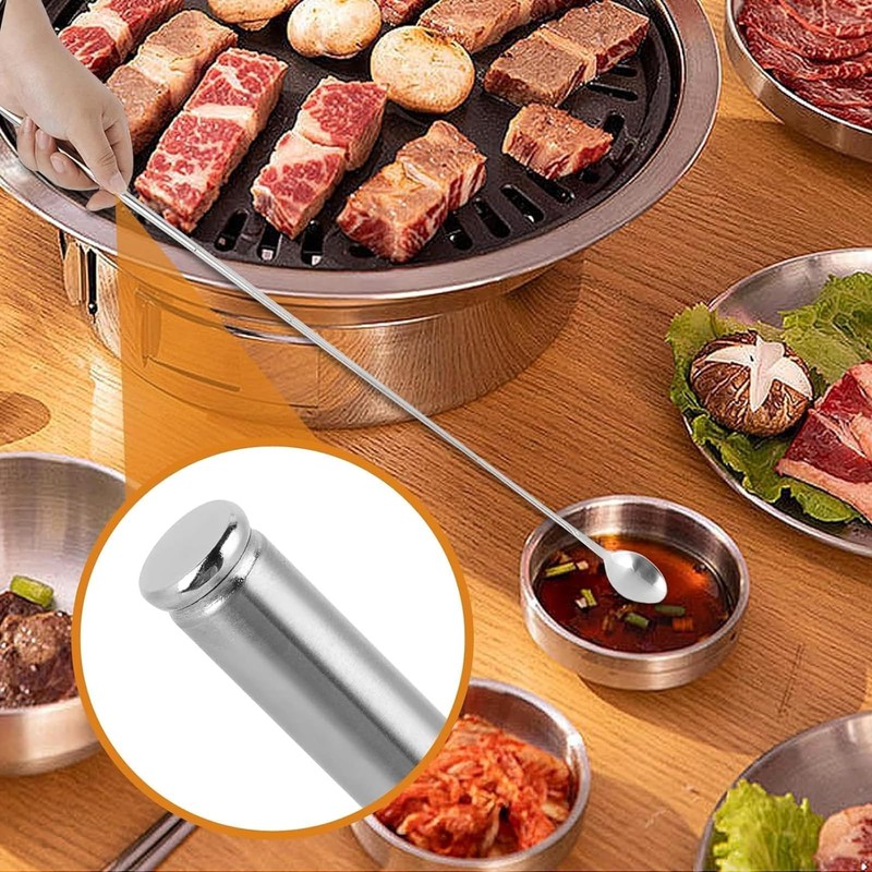 2Pcs Long Extendable Spoon Stainless Steel Telescopic Spoon Durable Useful