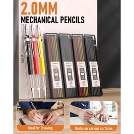 Nicpro 18 Pack Carpenter Pencils Mechanical, Construction Pencils with 60 Refill, Automatic Center Punch and Carbide Scribe Tool, 2.0mm Mechanical Pencil for Woodworking, Best Carpenters Marking Tool