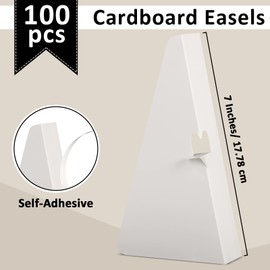 gisgfim 100 PCS 7 Inch Self Stick Cardboard Easel Backs Bulk White Easel Stand Poster Board Self Adhesive Picture Frames Cardboard Stand Base for Display Photos Signs Painting Crafts Artwork Brochures