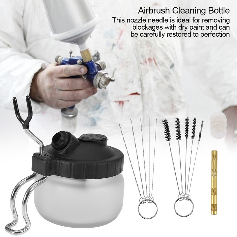Airbrush Cleaning Pot Holder Paint Jar Bottle Clean Needle Nozzle