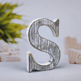 WOODOUNAI 4 Inch Wood Letters Unfinished Rustic Wood Letters for Wall Decor Decorative Standing Letters Slices Sign Board Decoration for Craft Home Party Projects (S)