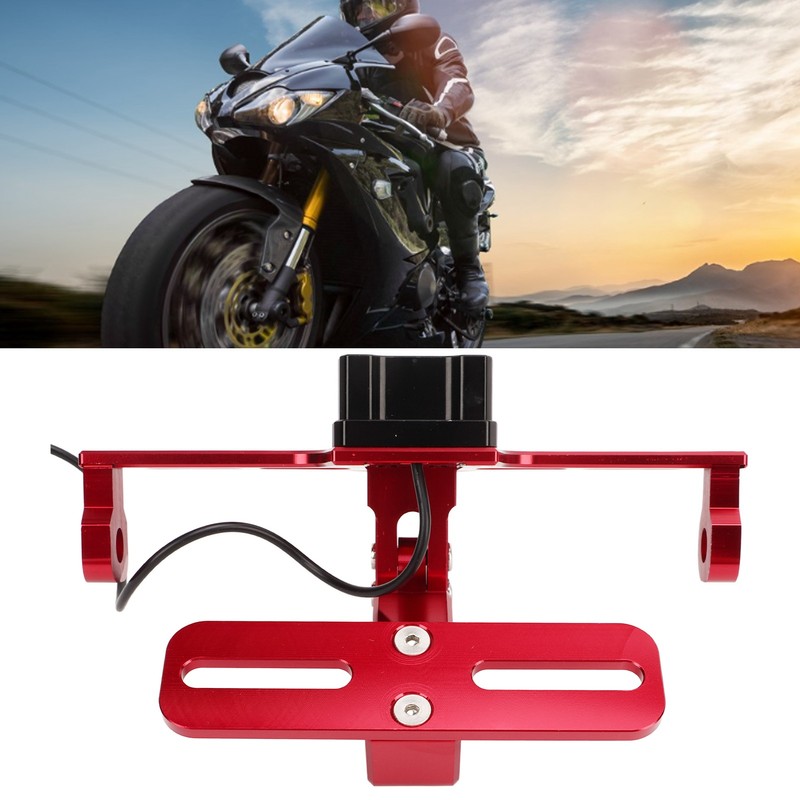 Motorcycle License Plate Mount Adjustable License Plate Holder with Taillight