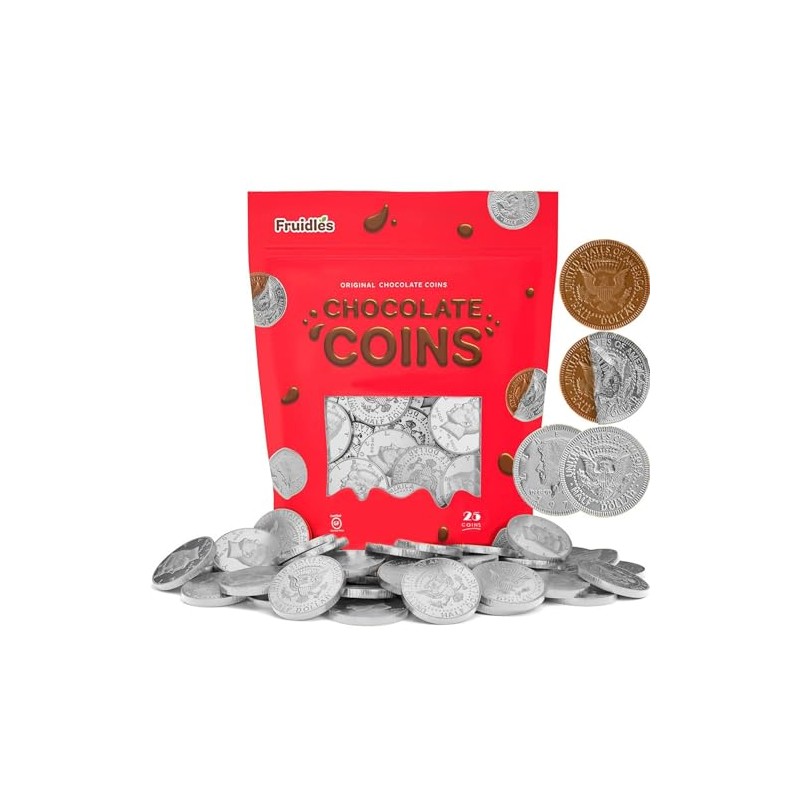 25-Pack Chocolate Coins, Dairy-Free, Dark Chocolate Hanukkah Gelt, Bittersweet Coins