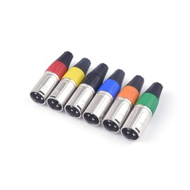 Devinal XLR Connectors, Colored 3 PIN XLR ends, Male/Female Audio Mic Microphone DMX Plug Jack Socket, Nicked-Plated, Silver Contacts, Solder Type, 6-Pair