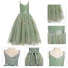 OBEEII Flower Girl Dress for Wedding Pleated V Neck Satin