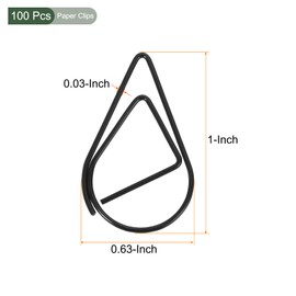 YOKIVE 100 Pcs Paper Clips, Drop-Shaped | Keep Desk Neat, Great for Art, Home, Daily Use (Black, 1-Inch)
