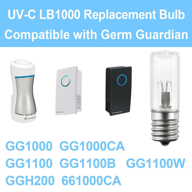 UV-C Replacement Bulb LB1000 for Germ Guardian GG1000, GG1100, GG1100B,