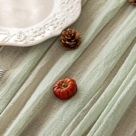 Keketo Sage Green Table Runner Cheesecloth 120 Inch 10 FT Rustic Boho Cheese Cloth Table Runner for Wedding Baby Shower Bridal Shower Sheer Gauze Centerpiece Summer Home Decorations