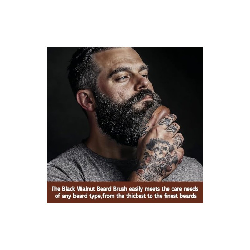 Beard Brush, Black Walnut Boar Bristles Brush for Beard Hair
