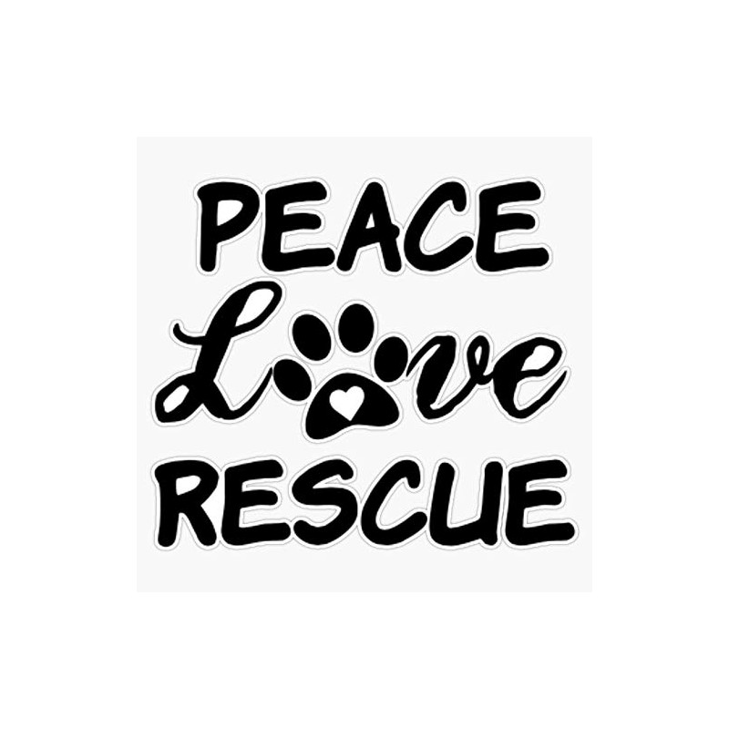 Peace, Love, Rescue Waterproof Vinyl Window Bumper Sticker Decal 5"