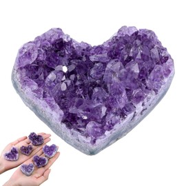 4-5cm Geode Crystals Amethyst Gifts Crystal Tears Amethyst Crystal Stone Natural Amethyst Crystal Heart Natural Raw Gemstone Specimen for Meditation Positive Protection Gifts Crystal Decoration