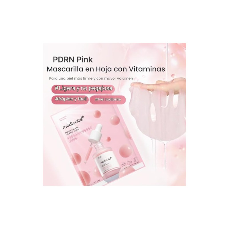medicube Mascarilla facial rosa con recubrimiento de vitaminas y ADN
