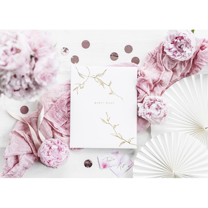 Luck and Luck White Guest Book Gold Branches 20 x