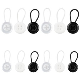 Lotsdonxia 12PCS Stretch Collar Adjustment Buttons Black and White Cuff Extension Cord Elastic Buttons Suitable for All Kinds of Clothes and Pants（3 Colours）