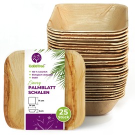 GoBeTree Square Palm Leaf Bowls 14 x 14 cm, Eco-Friendly, Robust and Elegant for BBQs, Picnics, Birthdays and Events. Perfect Alternative to Bamboo.