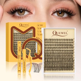 QUEWEL Fairy Lash Clusters Kit, 144pcs Manga Lash Clusters Kit Mix10-18mm Cluster Eyelash Extensions Kit With Lashes Bond and Seal, Lash Tweezers and Remover for DIY Natural Lashes(FD-Fairy-D)
