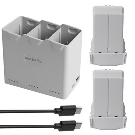 Satonaka 2 Pack Mini 4 Pro/Mini 3/3 Pro Battery & Charging Hub Fly More Bundle for DJI, 3850mAh-7.38V Max 45-51 Mins Flight, 30W Fast Two-Way Charging & Smart Safety【3-in-1 Charger + 2 Batteries】