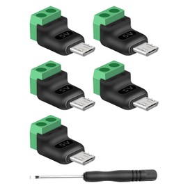 GELRHONR Micro USB Male to 2Pin Screw Terminal Adapter, 5V Micro USB to 2 Pin Solderless Converter Connector for DIY, Repairment and Small Appliances, 5Pack