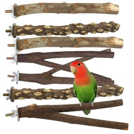 Bird Wood Perch, 8 Pack Natural Wooden Birds Perch for Cage, Bird Nest Tree Stands Wood Branches, Birds Cages Accessories for Cockatiels, Conures, Cockatoo, Parrots, Dove, Training Shelf, Play