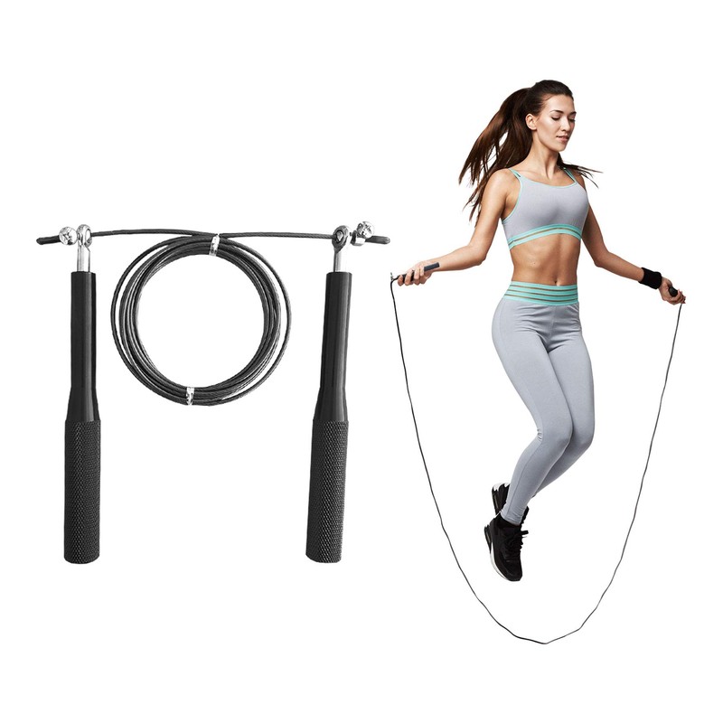 Tayga Cuerda de Salto metálica para Entrenamiento Funcional (Negro)