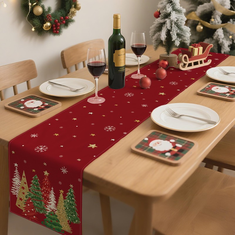 ZWJD Christmas Table Runner 40x240 cm Red Modern Christmas Decorations