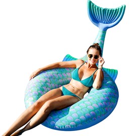FindUWill Inflatable Pool Floats - Large Mermaid Swim Tube Rings,Lake and Beach Floaty Summer, Beach Floaties, Swimming, Heavy Duty River Tubes Pool Raft Lounge for Adults (Blue)