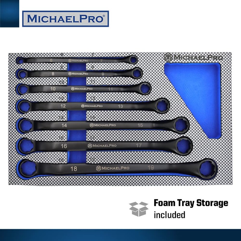 MichaelPro 7-Piece Bolt Extractor Wrench Set, 45° Offset Wrenches Metric