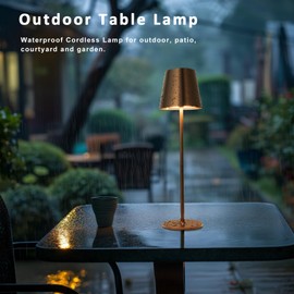 Cordless Table Lamps Set of 2, Portable LED Desk Lamp, Battery Operated Lamp, Wireless Rechargeable Lamp, 3 Color Stepless Small Table Lamp for Restaurant, Bar, Party, Camping and Bedroom - Brown