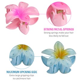 Nivofu Pack of 4 Hawaii Flower Hair Clips, Cute Acrylic Hair Clips for Women, Colourful Hair Clips, Women's Non-Slip Hair Clips, Non-Slip Hair Jaw Clips, Hair Styling Accessories for Women and Girls