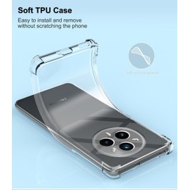 GIOPUEY Clear Case Compatible with Realme 14 Pro, Ultra Thin TPU Case, Air Cushion Protection, [Not Easy to Yellow] Shockproof Case - Transparent