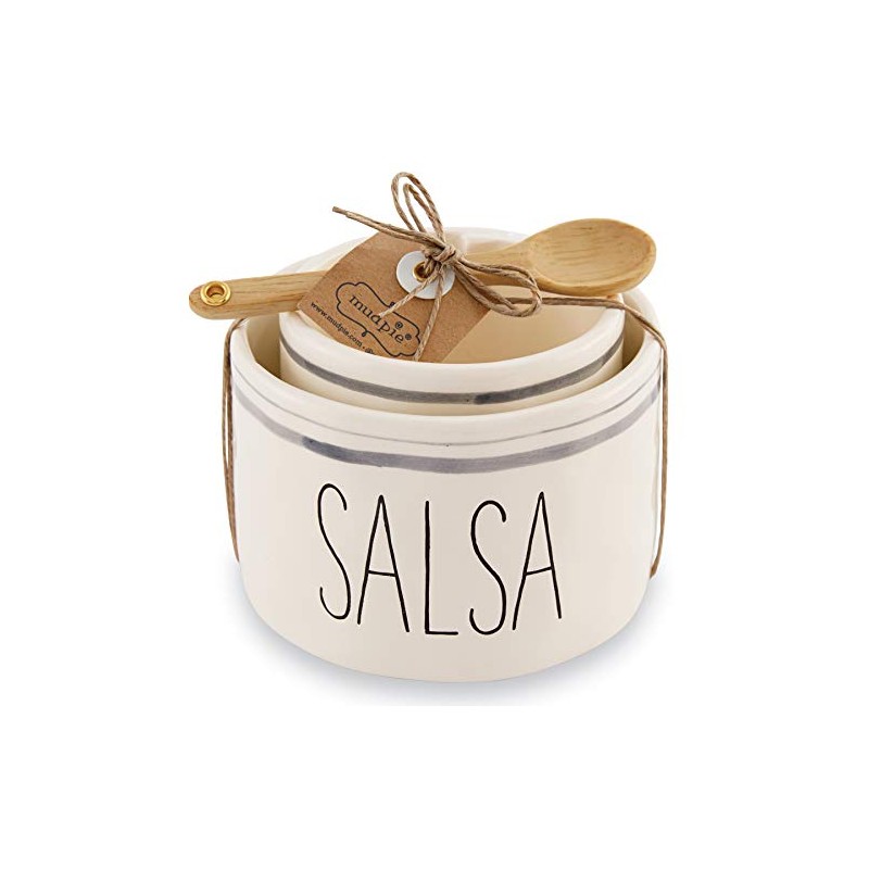Mud Pie Salsa & Guac Bowl Set, white, salsa 3""