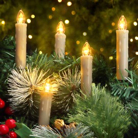 ZIYOUDOLI 30 LED Christmas Candles with Remote Control Timer, Dimmable Christmas Tree Candles, Wireless Christmas Tree Candles, Christmas Decoration, Wedding (Pack of 30)