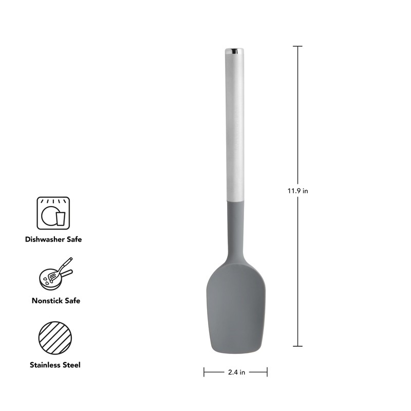 KitchenAid Spoon Spatula with Curved Edges and Stainless Steel Handle,