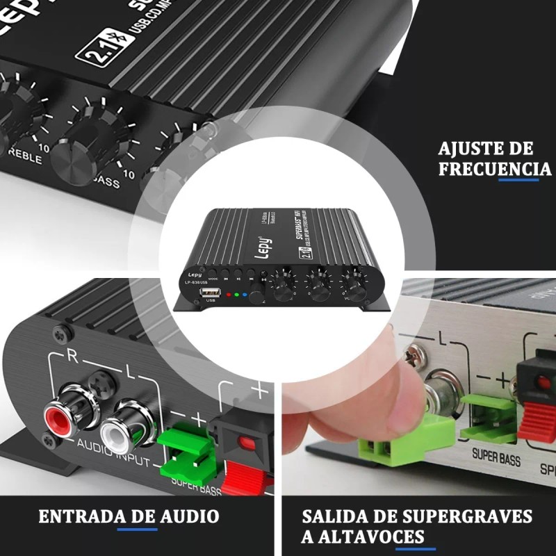 Gmdr Amplificador 2.1 Hifi Stereo Subwoofer Con Bluetooth/ Remoto