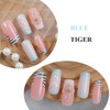 MERVF Long Press on Nails Square Fake Nails Blue Ombre