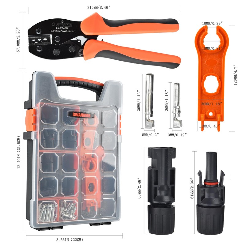 SWANAMB Solar Panel Connector Crimping Tool Kit with 1 Crimper,