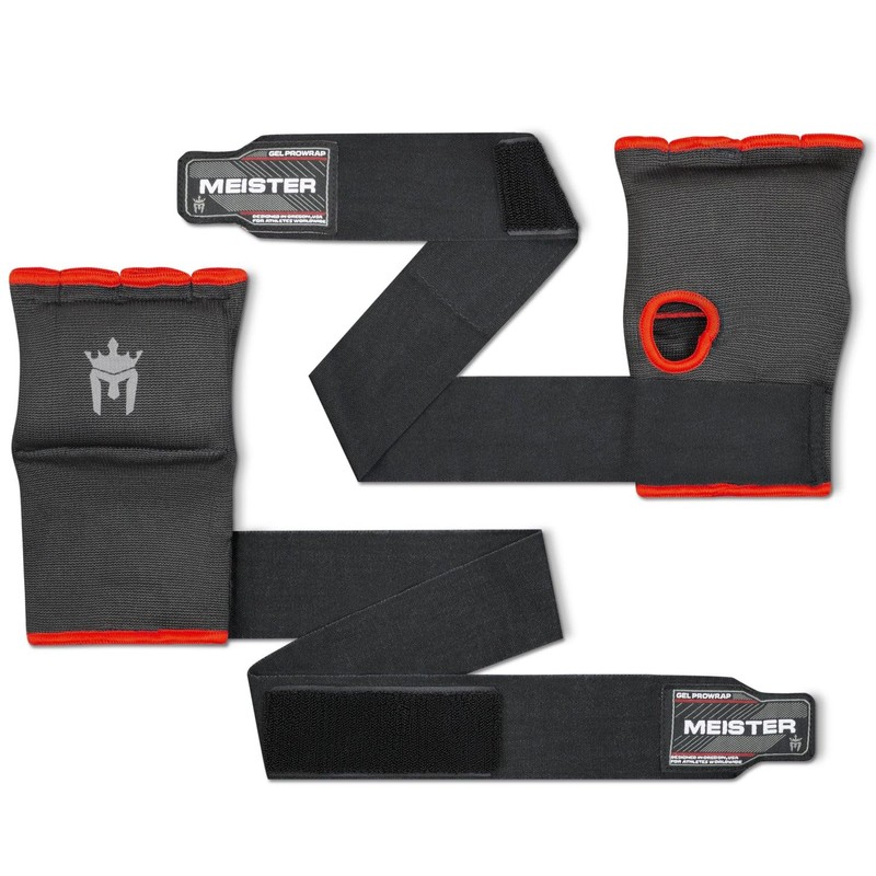Meister Gel-Padded ProWrap Inner Hand Wrap Gloves (Pair) - Black/Red