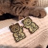 Golden Waving Lucky Cat Maneki Neko Dangle Earrings, Janpanese Manekineko