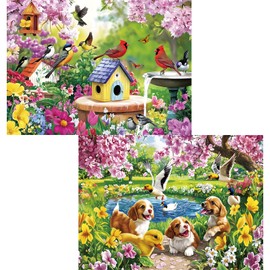 2 Pack 500 Piece Puzzle for Adults, Birds Dogs Jigsaw Puzzle for Adults Teens,Large Piece Puzzle for Kids Ages 8-10 10-12,Glossy & Sturdy Pieces,Challenging Family Game Great Gift Idea,20.5x15 in