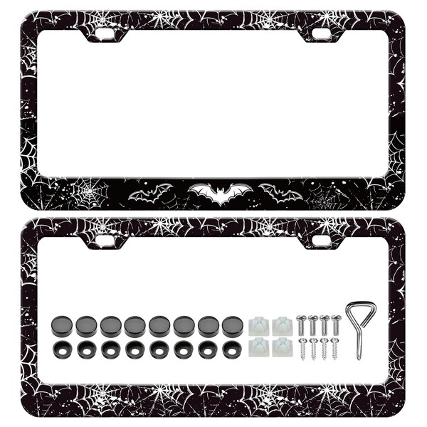 Bat Spider Web License Plate Frames - 2 Pack Front